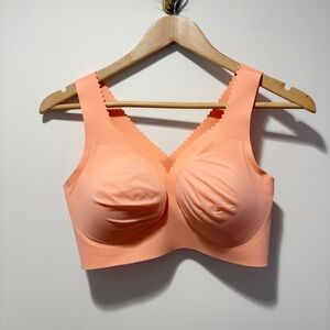 Evelyn and Bobbie The Evelyn Bra Coral Pink Size Medium Deep V Wire Free Comfort